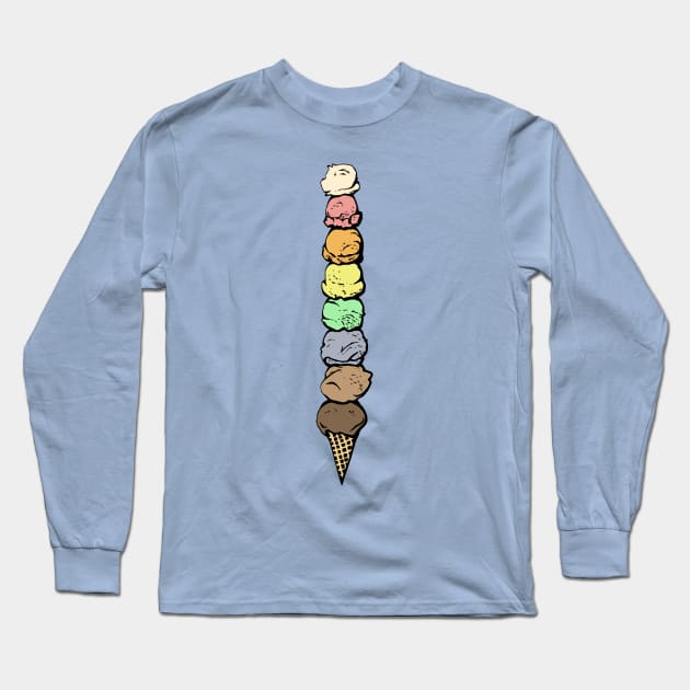 Giant Rainbow Ice Cream Cone Long Sleeve T-Shirt by studiogooz